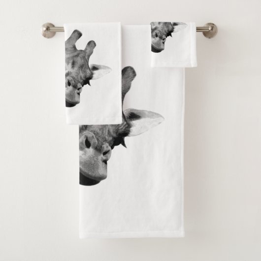 Giraffe (zwart en wit) bad handdoek (Insitu)
