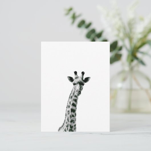 Giraffe zwart-wit briefkaart (Staand voorkant)
