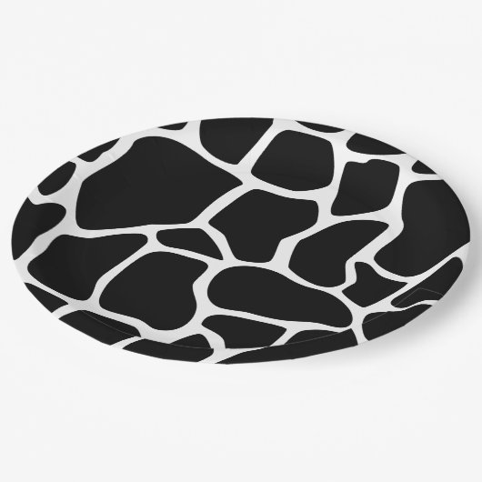 Giraffe zwart-witafdrukken papieren bordje (Gekanteld)