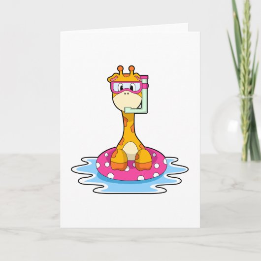 Giraffe zwemt met snorkel kaart (Voorkant)