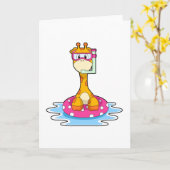 Giraffe zwemt met snorkel kaart (Gele Bloem)