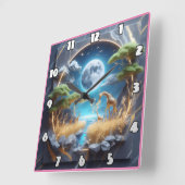 Giraffe zwervend onder maanlicht in Afrika Vierkante Klok (Hoek)