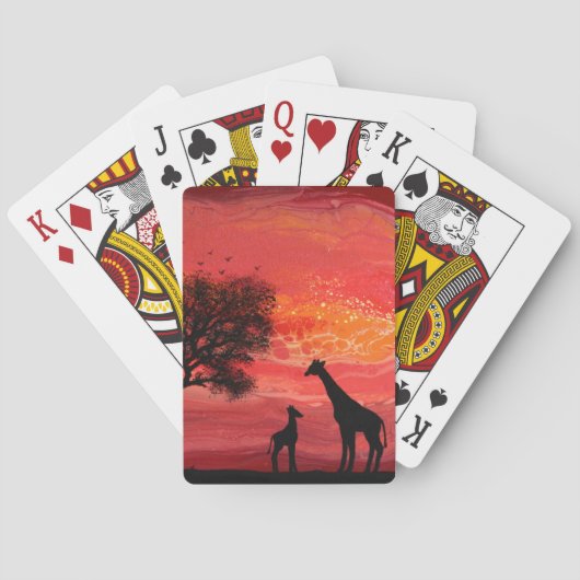 Giraffen bij zonsondergang pokerkaarten (Achterkant)
