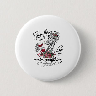 Giraffen En Wijn Vintage Gravure Shirt Ontwerp_1 Ronde Button 5,7 Cm