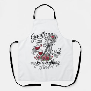 Giraffen En Wijn Vintage Gravure Shirt Ontwerp_1 Schort