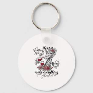 Giraffen En Wijn Vintage Gravure Shirt Ontwerp_1 Sleutelhanger