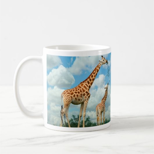 Giraffen gekreuzt, Mutter + Kind Koffiemok (Links)