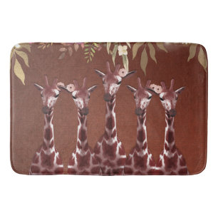 Giraffen Giraffe Bloem Rustiek Bruin Safari Chic Badmat