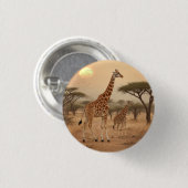 Giraffen in Afrika Ronde Button 3,2 Cm (Voorkant /achterkant)