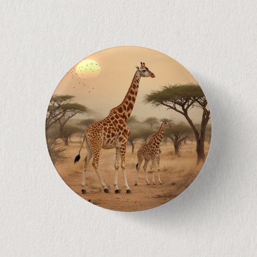 Giraffen in Afrika Ronde Button 3,2 Cm (Voorkant)