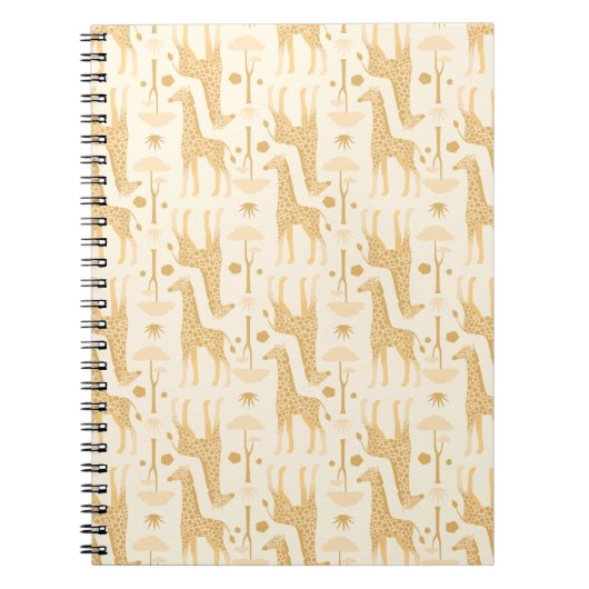 Giraffen in de savanne in geel notitieboek (Voorkant)
