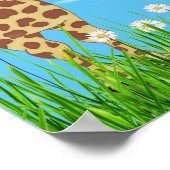 Giraffen in gras met wolken poster (Hoek)