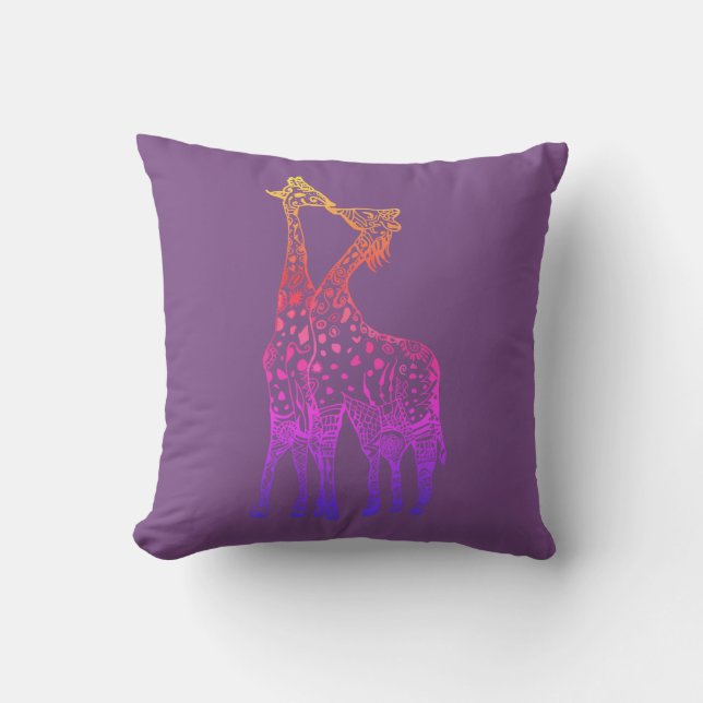 Giraffen Kussen kleurrijke kunst  Worp Kussen (Voorkant)
