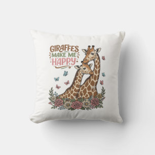 Giraffen maken me gelukkig vintage bloemen shirt o kussen