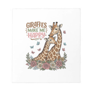 Giraffen maken me gelukkig vintage bloemen shirt o notitieblok