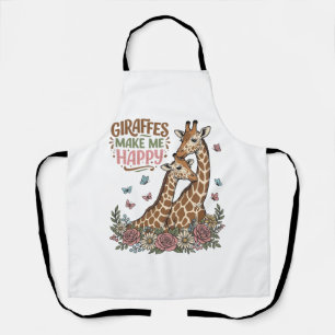 Giraffen maken me gelukkig vintage bloemen shirt o schort
