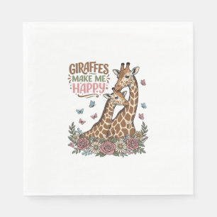 Giraffen maken me gelukkig vintage bloemen shirt o servet