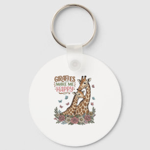 Giraffen maken me gelukkig vintage bloemen shirt o sleutelhanger