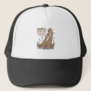 Giraffen maken me gelukkig vintage bloemen shirt o trucker pet
