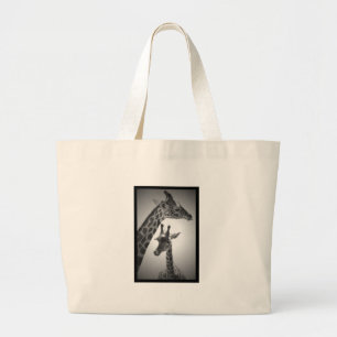 giraffen, moeder en kind grote tote bag