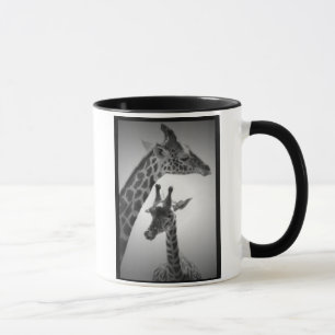 giraffen, moeder en kind mok