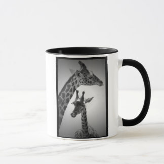 giraffen, moeder en kind mok