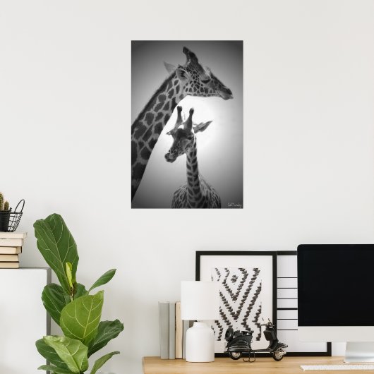 giraffen, moeder en kind poster (Thuiskantoor)