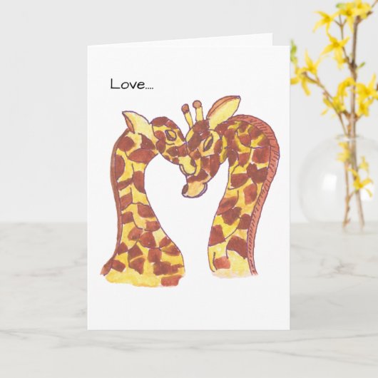 Giraffen Verliefd Kaart (Gele Bloem)