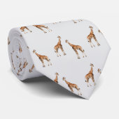 Giraffen Wildlife Patroon Lichtgrijs Stropdas (Opgerold)