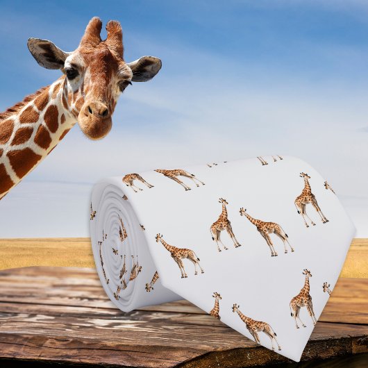 Giraffen Wildlife Patroon Lichtgrijs Stropdas