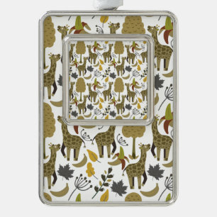 Giraffenaanzicht patroon geel wit hoog verzilverd omlijst ornament