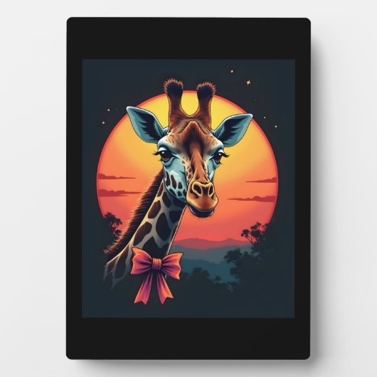 Giraffenek Als Een Achtbaan Leuk Retro  Fotoplaat (voorkant)