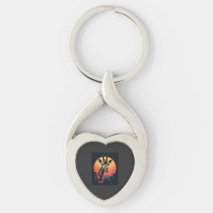 Giraffenek als een achtbaan loopt grappig retro sleutelhanger