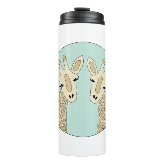 Giraffenpaar grün thermosbeker (Voorkant)