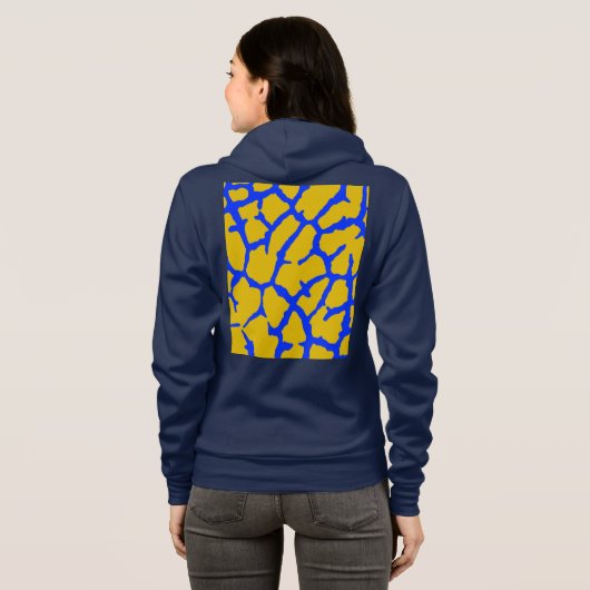 Giraffeprint geel blauw hoodie (Achterkant volledig)