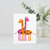 giraffes-297326 giraffes oranje roze cartoon safa briefkaart (Staand voorkant)