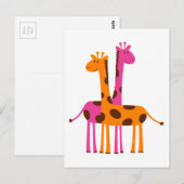 giraffes-297326 giraffes oranje roze cartoon safa briefkaart (Voorkant / Achterkant)