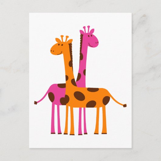 giraffes-297326 giraffes oranje roze cartoon safa briefkaart (Voorkant)