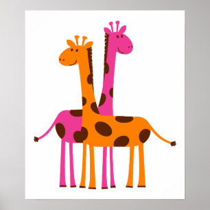 giraffes-297326 giraffes oranje roze cartoon safa poster