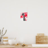Giraffes, Abstract in rood Poster (Keuken)