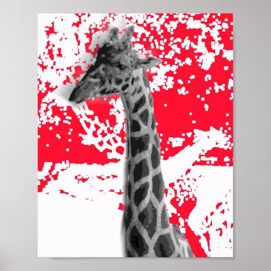Giraffes, Abstract in rood Poster (Voorkant)