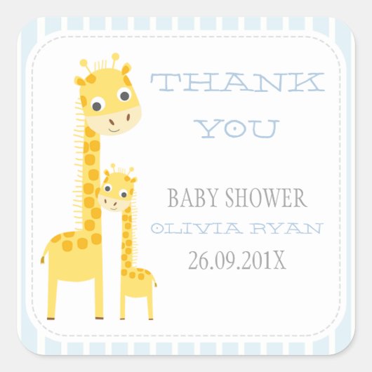 Giraffes Baby shower Favor Sticker (Voorkant)