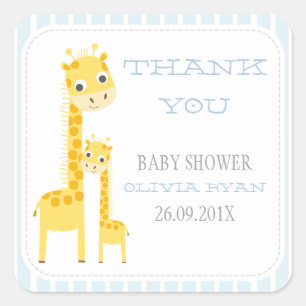 Giraffes Baby shower Favor Sticker