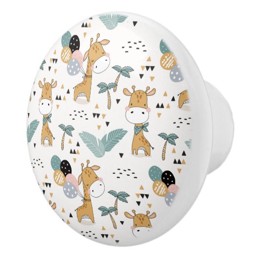 Giraffes, ballonnen en palmbomen, keramische knop (Rechts)