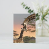Giraffes begroeten elkaar briefkaart (Staand voorkant)
