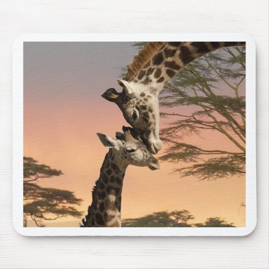 Giraffes begroeten elkaar muismat (Voorkant)