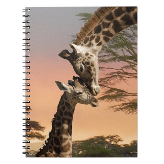 Giraffes begroeten elkaar notitieboek (Voorkant)