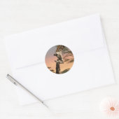 Giraffes begroeten elkaar ronde sticker (Envelop)