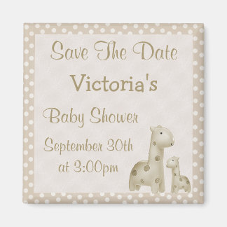 Giraffes Bewaar het Date Neutral Baby shower Magneet