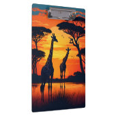 Giraffes bij de Watering Hole bij zonsondergang Klembord (Rechts)